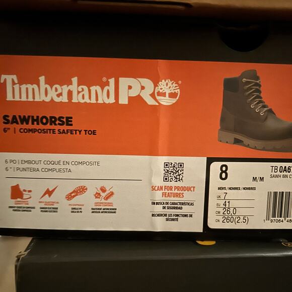 Timberland PRO Sawhorse 6" Composite Safety Toe Boots Brown Men 8M Light Wear - Picture 10 of 10